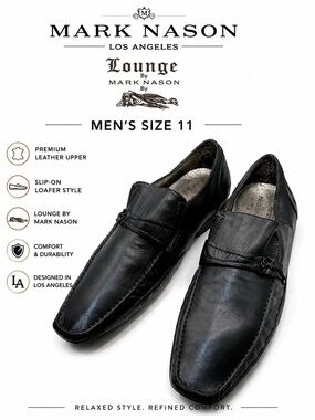 Mark Nason Lounge by Skechers Black Leather Slip-On Loafers Men’s Size 11
